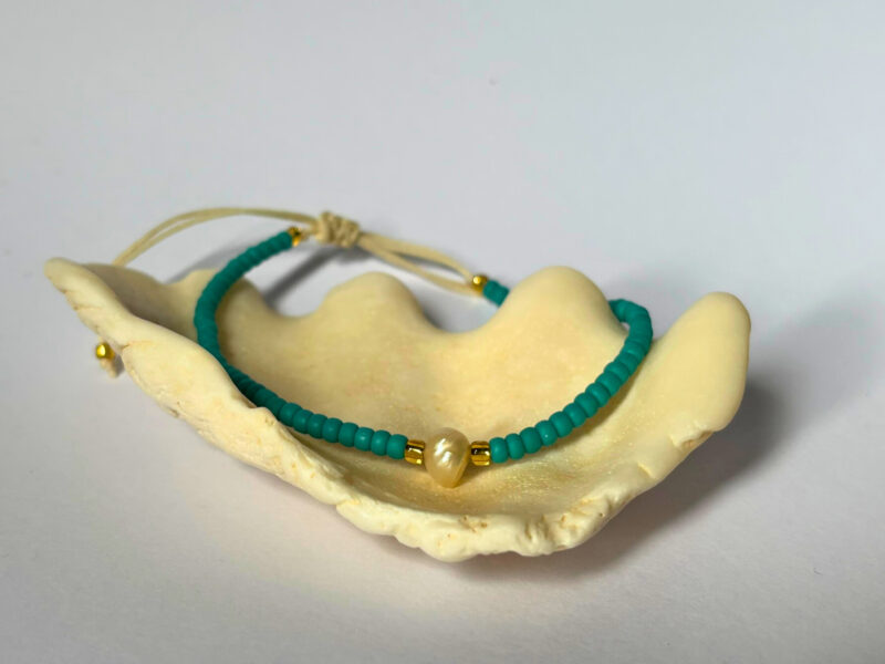 "Mutiara - a csendes ragyogás" üveggyöngy karkötő igazgyönggel - Image 11