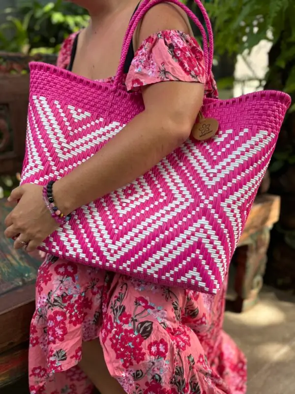 „Bahari Indah Jumbo-Szépséges óceán” táska magenta-fehér színben - Image 4