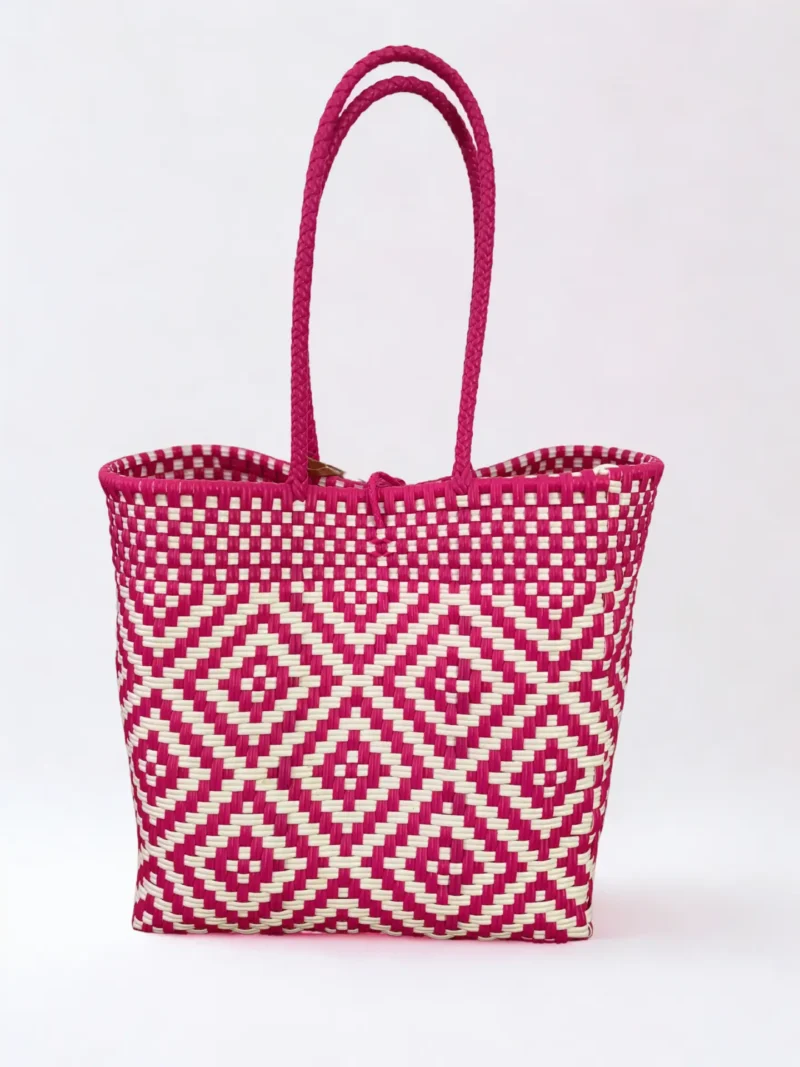 "Batik Cahaya - fénybe szőtt batik" –  táska magenta-fehér színben - Image 5