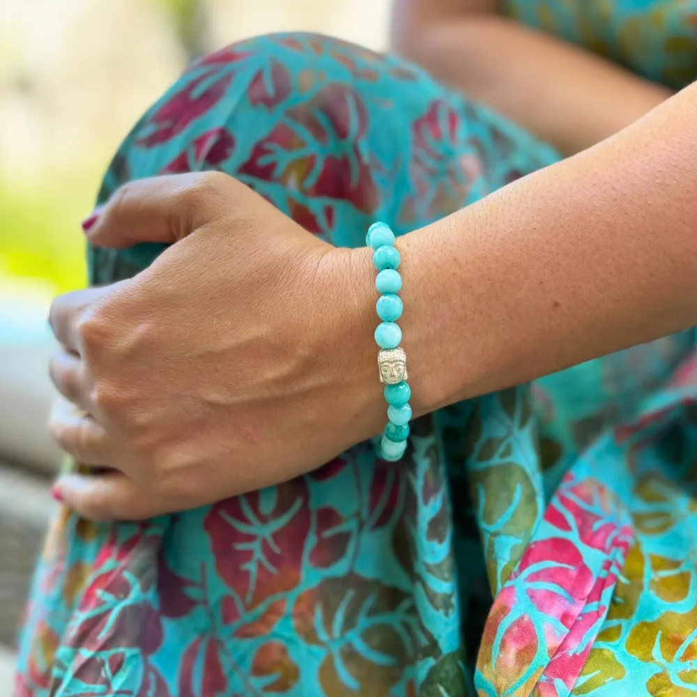 "Karma Buddha" Amazonit karkötő Buddha medállal - Image 4