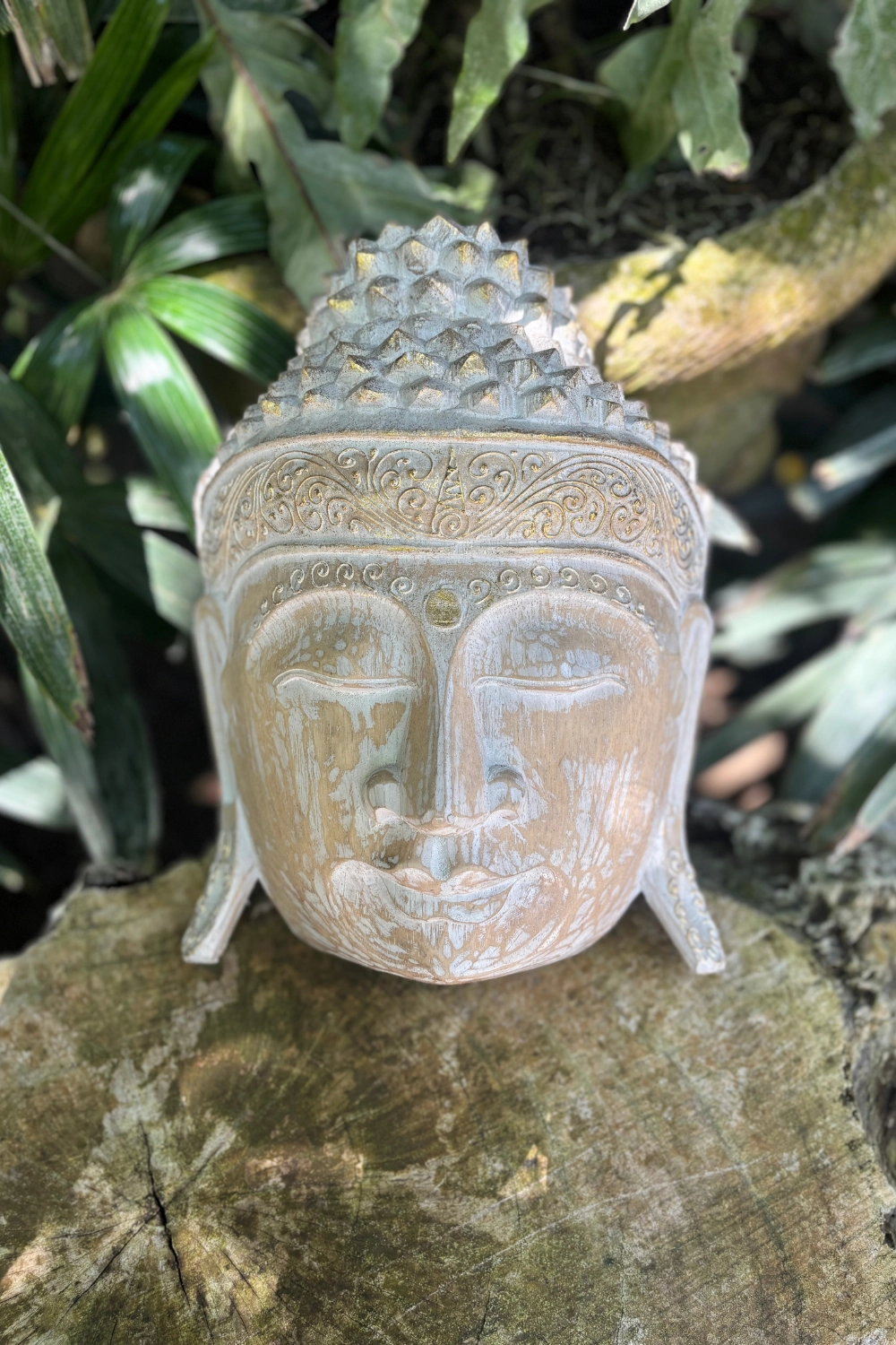 Zymera fali dísz – kézzel faragott Buddha fej fa szobor - Image 6